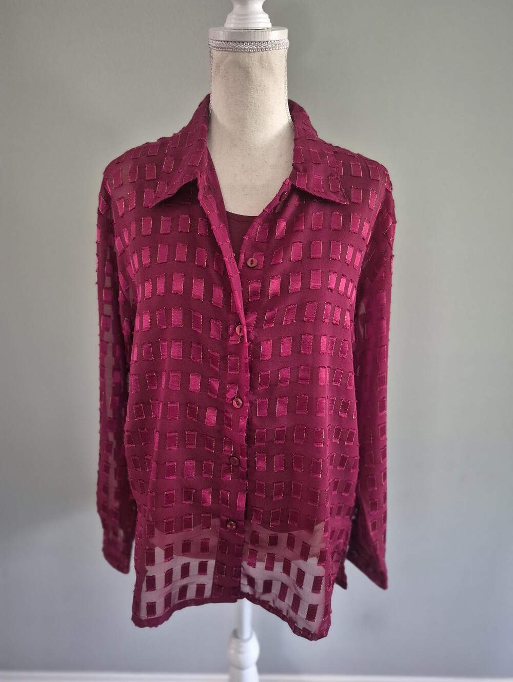 Vintage Selene Sport 2-Piece Sheer Blouse Set